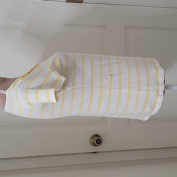 Talbots, Size S Yellow & White Striped Pima Cotton Tee with Braid Accent - Picture 5 of 10